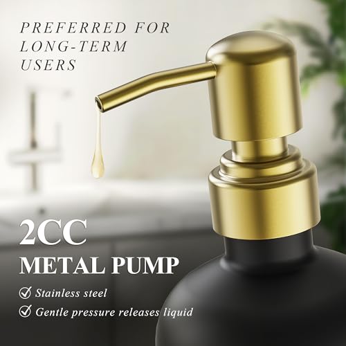 Image of Cisily Kitchen Soap Dispenser Set Comes with Ceramics Sponge Holder, Gold Pumps, and Instant Dry Tray, Hand and Dish Soap Dispenser Set (4, Gold + Black + Sponge Holder)