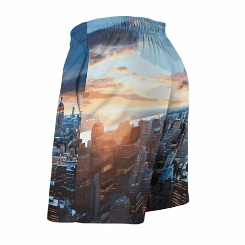 Men's New York City Skyline Swim Trunks, Quick-Dry Beach Shorts, Bathing Suit with Mesh Lining and Pocket4