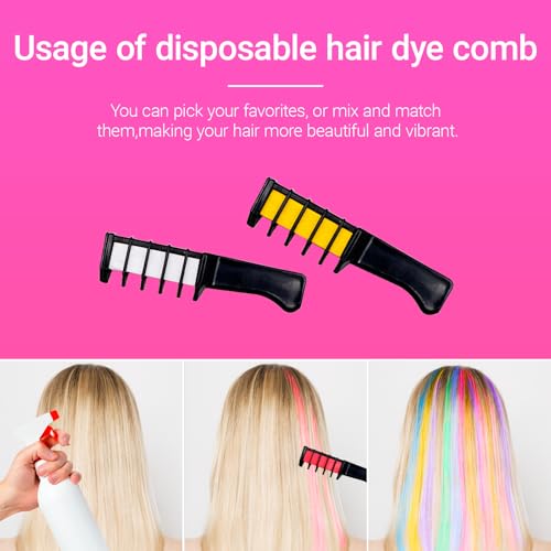 10 Stück Haarkreide Kamm Set für Mädchen, Auswaschbare Temporäre Haarfarbe, Bunte Haarkreide Nicht Toxisch und Sicher für Kinder Ideal für Party, Fasching, Cosplay und Geburtstage