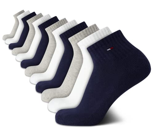 Tommy Hilfiger Men’s Socks – Cushion Quarter Cut Ankle Socks (12 Pack), Size 7-12, Navy Multi #TOP22
