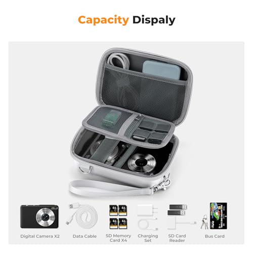 Image of K&F CONCEPT Carrying Case for Digital Camera, Hard Shell Protective Case | EVA material, Water Resistant, for CCD /Sony /Canon Digital Cameras, with Shoulder Strap, Shockproof, Compact size