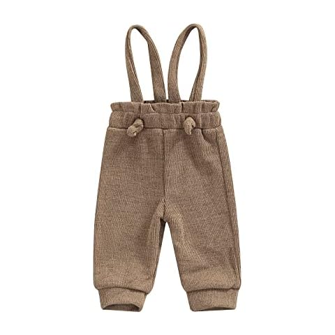 Yccutest Newborn Infant Baby Boys Girls Overalls Suspender Pants Solid Corduroy Bottoms Adjustable Knot Straps (Khaki,3-4 Years) Cover