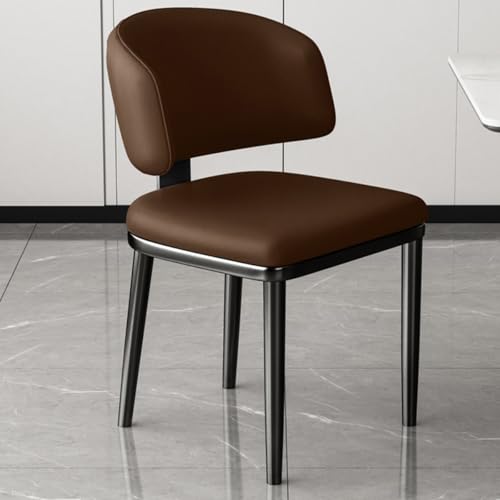 Sillas de comedor modernas de mediados de siglo, tapizadas en cuero, cómodas, acolchadas, con patas de metal, elegantes sillas de cocina y comedor, sillas de recepción de oficina