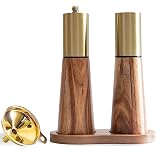 Gold Salt Shaker and Pepper Grinder Set,Stainless Steel Manual Salt Shaker and Pepper Mill,Adjustabl