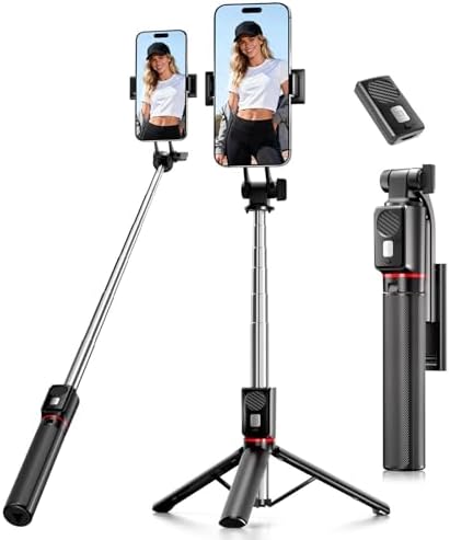 Trepied Smartphone et Perche à Selfie, 130cm Trépied Téléphone Po...
