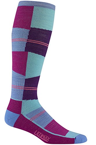 Knee High Ski Sock Snow Cube Pro, Blue, Large with a Helicase brand sock ring