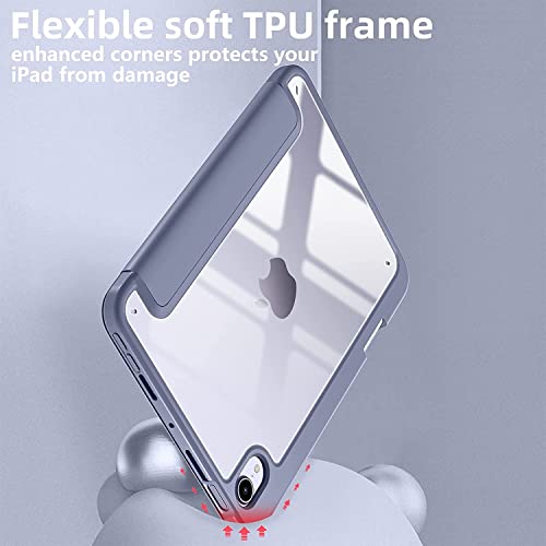 Image of SwooK Case for iPad mini 6 Case /iPad mini 6th Generation Case 2021 8.3 Inch with Pencil Holder, Hybrid Slim Clear Back Shell for iPad mini 6 Case (Light Purple, iPad mini 6 8.3 inch)