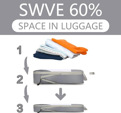 Image of House of Quirk Polyester Compression Packing Cubes for Travel - 4 Set Organizers, Compressible Essentials (Sky Blue)