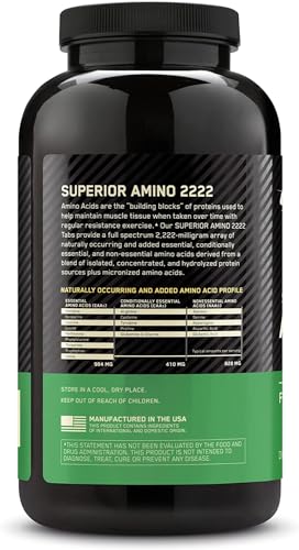Optimum Nutrition Superior Amino 2222 Tablets, Complete EAAs, 320 Ct - image 9