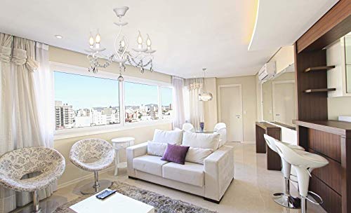 Ralux French Country Chandelier White Crystal Pendant Light, E12 Candle Lamp Wrought Iron Modern Hanging Fixture With Adjustable Chain For Restaurant Living Room Bedroom Cafe #TOP6