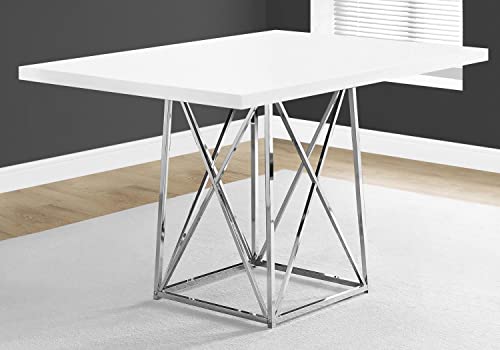 Monarch 36 By 48-Inch Dining Table, White Glossy / Chrome Metal #TOP6