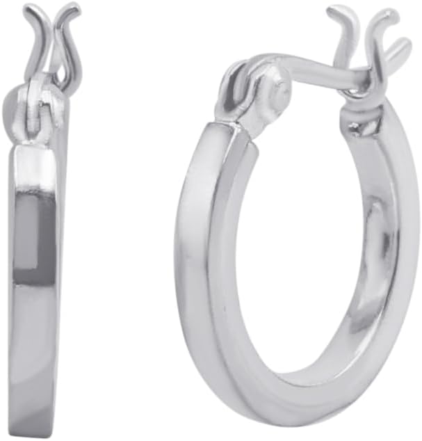 Silverly Sterling Silver Small Chunky Hoops 18mm - Square Tube Hoop Earrings - Simple Understated Modern Jewelry for Women - 925 Silver Ladies Gifts