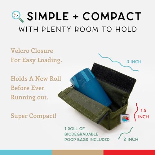 Image of Dog Poop Bag Holder for Leashes, Cat Waste Bag Dispenser, 1000D Nylon, Attach to Cat Leash, Poop Bag Dispenser, Fits Standard Dog Poop Bags - Wildebeest(Olive)