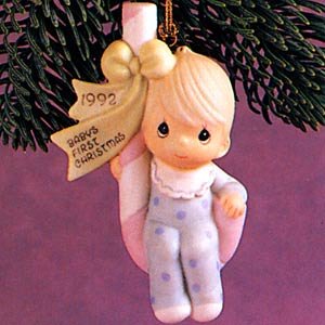 Precious Moments Baby's First Christmas Dated 1992 Ornament # 527483