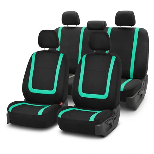 Image of FH Group Car Seat Covers Full Set Cloth - Universal Fit Automotive Seat Covers, Low Back Front Seat Covers, Solid Back Seat Cover, Washable Car Seat Cover for SUV, Sedan and Van Mint