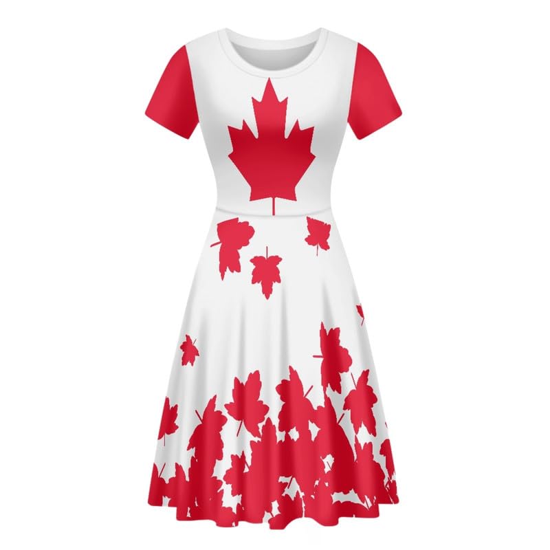 Image of Irisjudy T Shirt Dress for Women Short Sleeve Girls Short Sleeve Dress Plus Size, O Neck Knee Length Midi Dress for Ladies