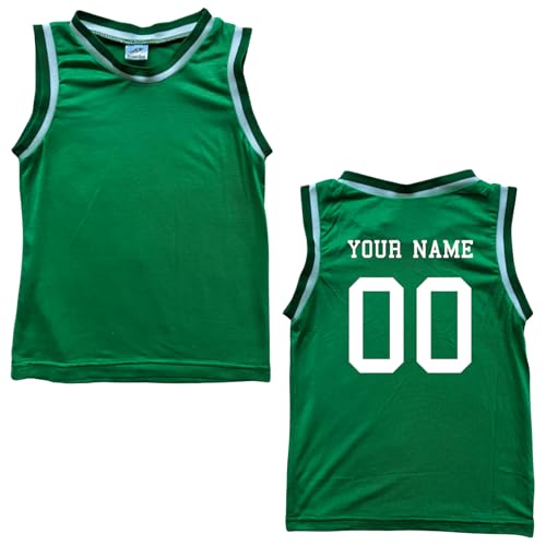 Custom Sleeveless Basketball Sport Jersey for Toddlers-Personalized with Name & Number-Back ONLY (Green, 2T)