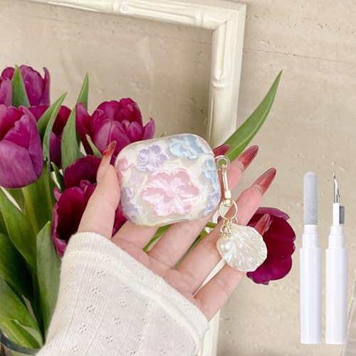 Coque AirPods 4 antichoc en TPU souple floral avec kit de nettoyage inclus