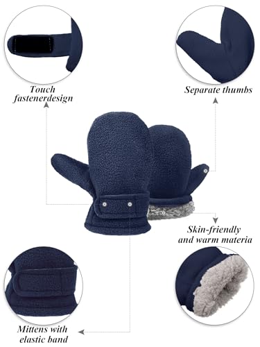 3 Pairs Baby Toddler Winter Mittens Warm Fleece Kids Mittens Baby Snow Skiing Gloves for Boys and Girls Aged 2-4 Years3