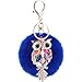 Produktbild Haar - Ball Keychain Eule Schlüssel Anhänger Tasche Zubehör 8Cm Königsblau