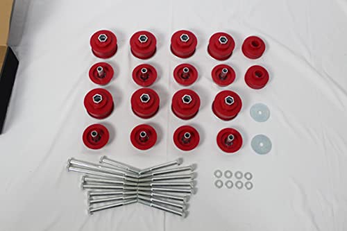 KF04060BK Body Mount Bushing Kit Compatible with 2008-2016 Ford F250 F350 Super Duty 2WD 4WD Polyurethane Red Body Cab Mounts & Steel Sleeves & Hardware
