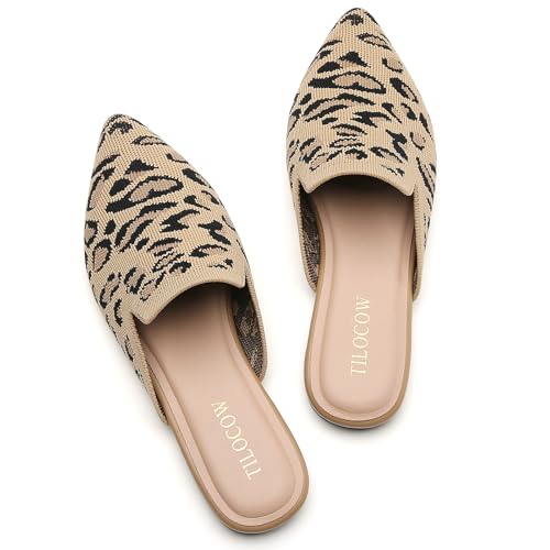 Image of Tilocow Knit Mules Office Slip on Loafers Business Casual Flats for Women