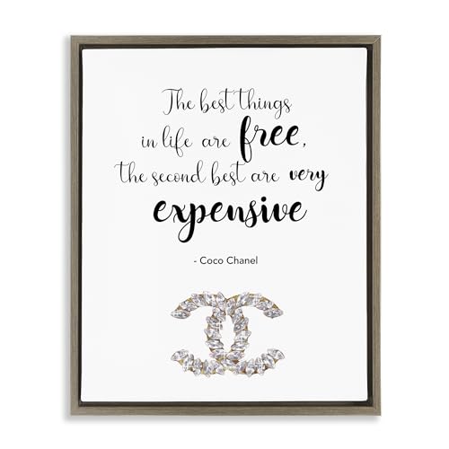 Image of 'Best Things In Life Fashion Phrase'| Floating Frame Canvas Art | Stupell Industries | Brown, 25 x 31 Inches, Easy to Hang and Sturdy, Made in USA, by Ziwei Li