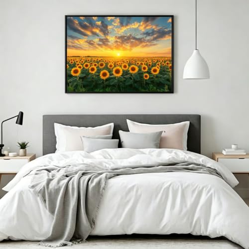 Cuadros para pintar por numeros girasol para decorar el salon con paisajes calidos de acrilico 3