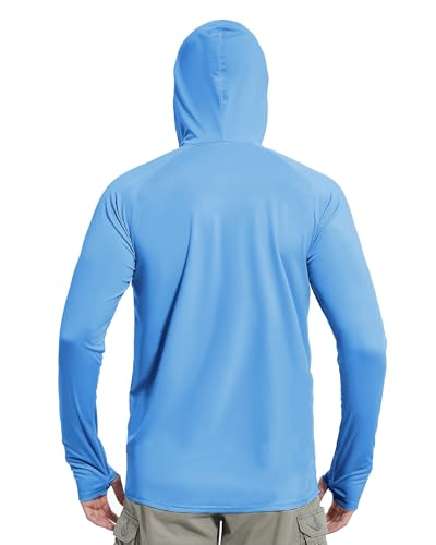 Image of isnowood Sun Shirt UPF 50+ Men's Fishing Long Sleeve UV Protection Hoodie Hiking Rash Guard Swimming Running