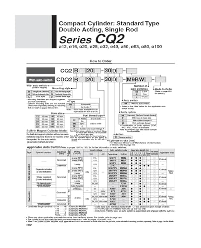 Cilindro neumático CQ2B32-75DZ de carrera regulable con interruptor magnético 5