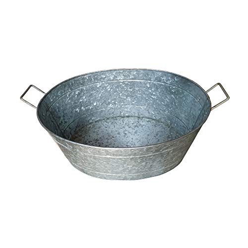 Embossed Design Oval Shape Galvanized Steel Tub with Side Handles, Small
