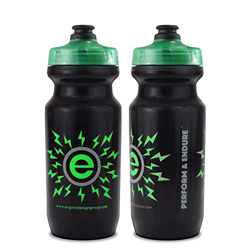 NGN Sport - High Performance Bicycle | Bike Water Bottle for Triathlon, MTB, and Road Cycling - 21 oz (2-Pack) (Black/Green (2-Pack), 21 oz)