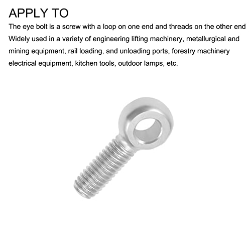Image of METALLIXITY Shoulder Swing Lifting Bolt (M6x20mm) 10Pcs, 304 Stainless Steel Eye Bolts - for Home Renovation, Pipeline Gate Valves Fasteners, Silver