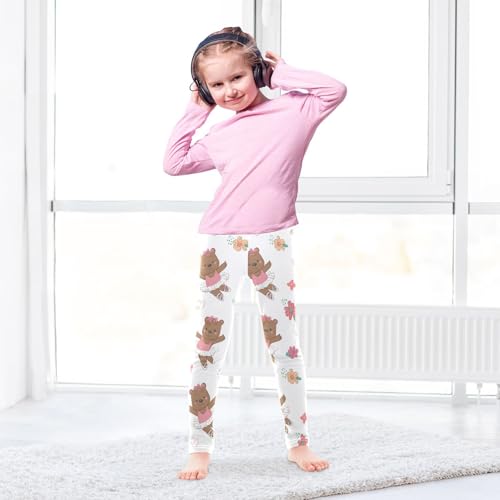 ALAZA Girls' Leggings Children's Yoga Pants Skinny Printed Dance Cute Bear Ballet Comfortable 4T3