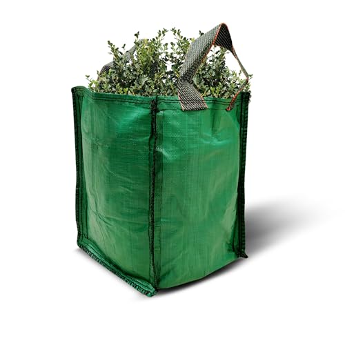 PRIMES DIY 1 Pack 120 Liters (45x45x60cm) Heavy Duty Garden Bags with Handles, Reusable Waterproof Green Woven PP Sacks, Industrial Fabric Bag Ideal for Collecting Garden Waste, Leaves & Grass