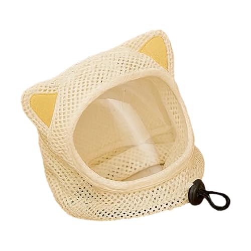 Regulable Drawstrings Cats Protective Head Cover Breathable Meshes Lovely Ear for Anti Licking Lightweight Design