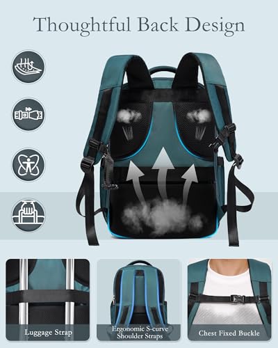 Image of Coolife Luggage Suitcase Luggage set PC ABS TSA Lock Spinner Carry on 3 Piece Sets, Teal blue, 3 piece set (Backpack /TB /20), Hardside Luggage