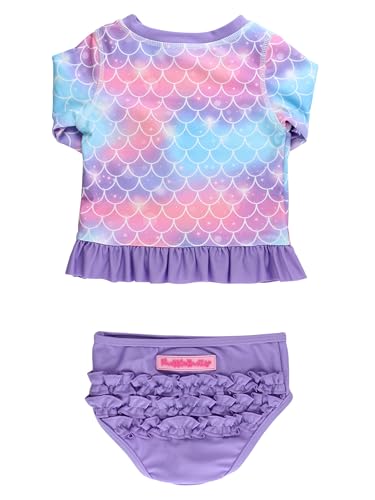 Image of RuffleButts Baby /Toddler Girls Long Sleeve Rash Guard UPF50+ Sun Protected Bikini Swimsuit