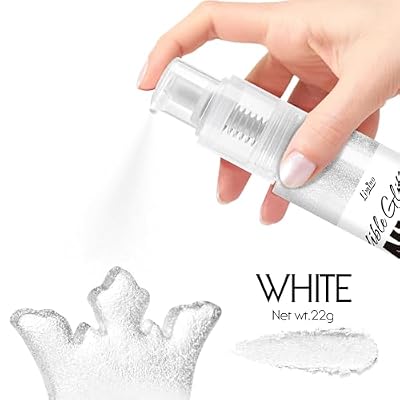 Edible Glitter Spray - 22g Edible Luster Dust Metallic Food Grade Glitter for Drinks, Cake Decorating, Baking - Edible Food Coloring Powder Shimmer Glitter for Cocktail, Icing, Candy (White)