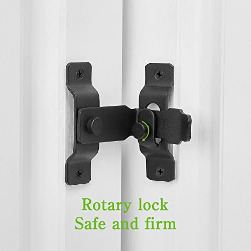 Iniret 2 Packs 90 Degree Flip Barn Door Lock,Protect Privacy-Security Gate Latch,Hook Lock Latch For Barn,Sliding Door Antique Lock Gate Latches Wine Cabinet Closet Door Latches. (Matte Black) #TOP2