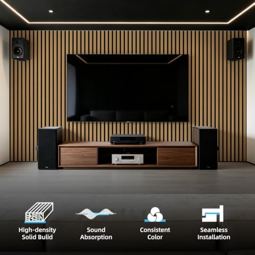Image of Art3d 6-Piece Wood Acoustic Panels for Noise Reduction, 3D Textured Wall Paneling for Living Room Bedroom TV Background Interior Decor, Teak
