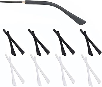 Eyeglass Replacement Temples,Silicone Glasses End Tips Ear Sock Pieces Sleeve for Thin Metal Glasses Legs,8 Pairs