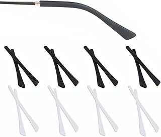 8 pares de fundas de silicona antideslizantes, suaves, antideslizantes, para reparación de gafas, accesorios de repuesto para gafas de sol finas, color negro y blanco