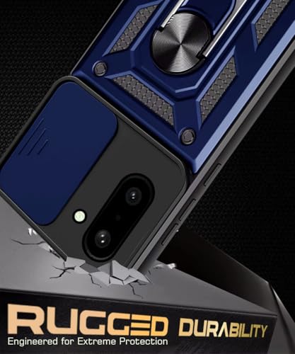 Image of WOW IMAGINE Tough Armor Bumper Mobile Back Case for 1+ OnePlus 15R 5G 2025 | Sliding Camera Cover | Shock Proof 360 Protection | Hybrid PC + TPU | Ring Holder with Kickstand - Blue