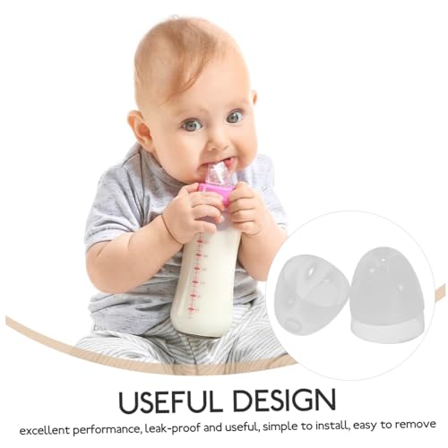 SWOOMEY Milk 3 Pcs Baby Bottle Accessories Bottle Lids Clear Feeding Bottles Lids Transparent Feeding Bottles Caps Transparent Baby Bottle Caps Dust Cover Plastic Screw Cap, 6.20X6.20X5.50CM