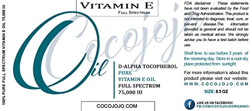 Vitamin E Oil - 100% Pure & Undiluted, Full Spectrum, Alpha Tocopherol, 75,000 Iu - 8 Oz - For Skin, Hair, Nails, Body Care Hydrating Rejuvenating Skin Oil #TOP2
