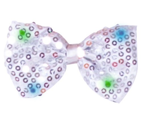 Sequin Bow Tie with LED - Silver
