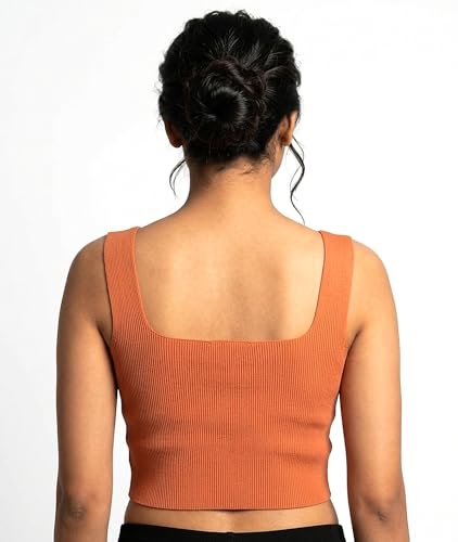 Image of ELEG & STILANCE Women's Padded Sports Bra Tank Top | Sleeveless Square Neck Crop Top | Double Layer Stretchable Workout Gym Yoga Activewear