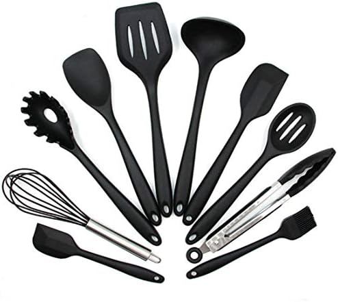 DIKER 10 Pezzi Utensili per Cucina in Silicone con 1 Pezzi Piccolo Regalo, Includere Spatola Silicone, Mestolo, Pinze per Cucina, Accessori Cucina