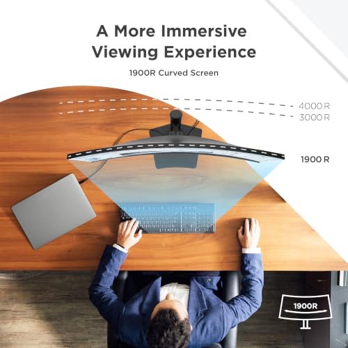 Image of ViewSonic VG3420C 34 Inch UWQHD 1440p Curved Docking Monitor, 1900R IPS Display for Immersive Home and Office Productivity, 120Hz, 96W USB-C, RJ45, HDMI, and DisplayPort Inputs